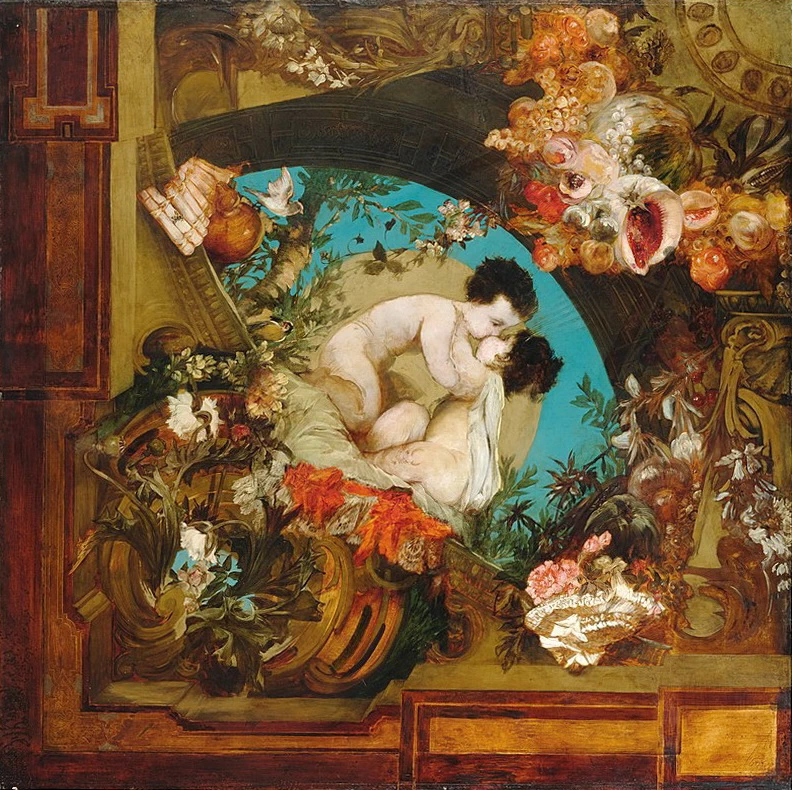 Notte e mattina, parte 3 di un dipinto del soffitto in quattro parti per la sala da pranzo di Makart